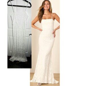 Lulus My Kind of Forever White Mesh Floral Embroidered Maxi Dress Size XS NWOT